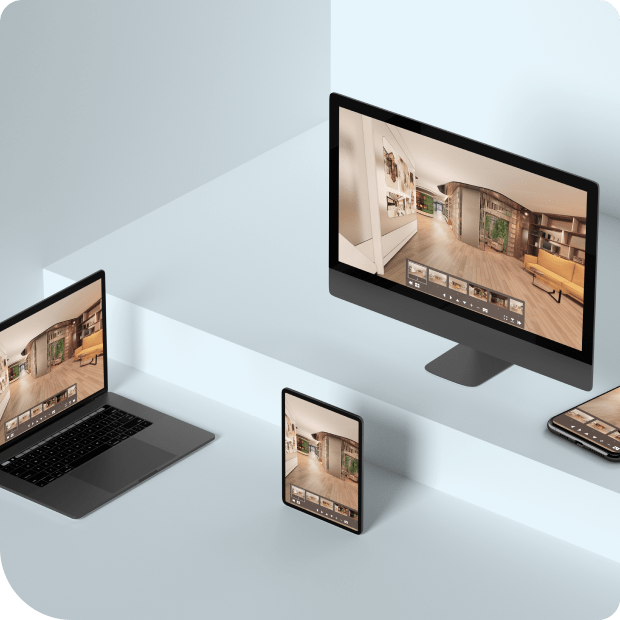 Display virtual spaces with 3D and AR engine